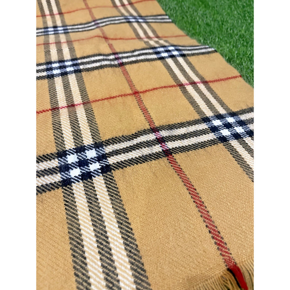 Unbranded VINTAGE Plaid and Check Tan Red Black Scarf - Picture 5 of 6